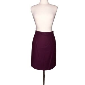 Vintage Wool Midi Skirt Size 4 Burgundy Maroon Luxury Substantial Teacher Formal
